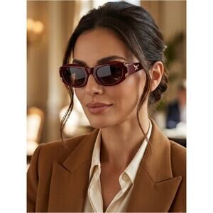 New MCM MW0006 69A Burgundy Oval Sunglasses Authentic